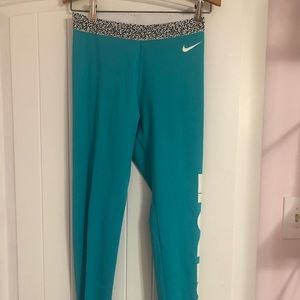 Turquoise Nike Fleece-Lined Leggings